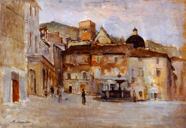 Assis por Alfonso Hollaender (1845-1923), óleo sobre painel