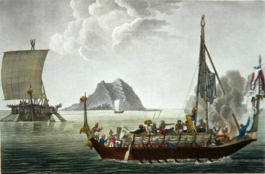 Vista dos Corocores da Ilha de Guebe, da Ilha de Pisang, da 