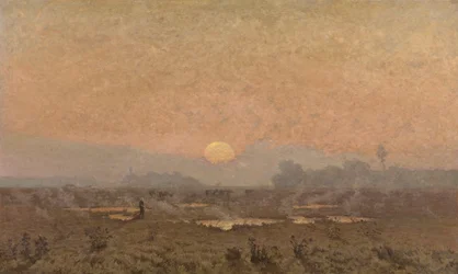 Nascer do sol no Kempen (óleo sobre tela)
