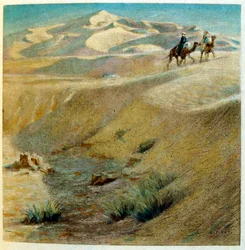 Ilustração de Dinet de "Mirages" Cenas da vida árabe. 1906. Mirages, Scenes De La Vie Arab foi ilustrado por Etienne Dinet com comentários de Silman Ben Ibrahim Bamer. Nasreddine Dinet nasceu como Alphonse-Etienne Dinet; (1861-1929) foi um francês