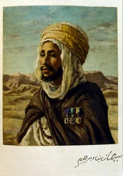 Ilustração de Dinet de "Mirages" Cenas da vida árabe. 1906. Mirages, Scenes De La Vie Arab foi ilustrado por Etienne Dinet com comentários de Silman Ben Ibrahim Bamer. Nasreddine Dinet nasceu como Alphonse-Etienne Dinet; (1861-1929) foi um francês