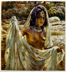 Ilustração de Dinet de «Mirages: cenas da vida árabe». 1906. Mirages, Scènes de la vie arabe foi ilustrado por Étienne Dinet com comentário de Silman Ben Ibrahim Bamer. Nasreddine Dinet nasceu como Alphonse-Étienne Dinet; (1861-1929) foi um orientalista