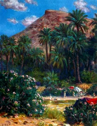 Oásis de Nasreddine Dinet (Alphonse-Étienne Dinet). 1861 - 1929. Um pintor orientalista francês, 1918
