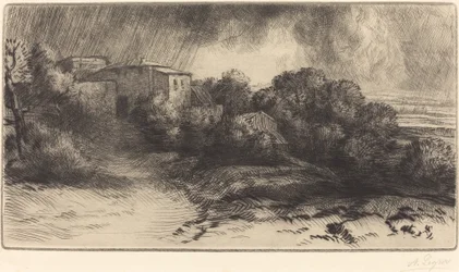 Fazenda em Brieux em uma tempestade