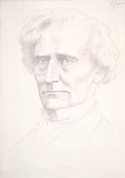 Retrato de Hector Berlioz (ponto de ouro sobre papel preparado rosa)