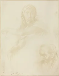 Estudo de Delphic Sibyl, cabeça de um homem.
