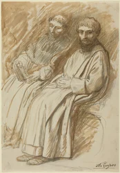Dois monges sentados numa igreja