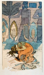 Ilustração de Alphonse Mucha de "Rama" um poema em três atos de Paul Verola. ca.1898. Mucha (1860 1939). foi pintor de "Art Nouveau checo".