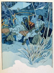 Ilustração de Alphonse Mucha de "Rama" um poema em três atos de Paul Verola. ca.1898. Mucha (1860 1939). foi pintor de "Art Nouveau checo".