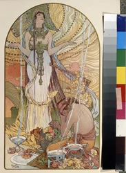 Ilustração de Salambo (Salammbo) de Gustave Flaubert (1821-1880). Oeuvre de Alfons Maria Mucha (Alphonse Marie Mucha