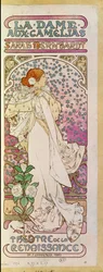 La Dame aux Camelias com a atriz Sarah Bernhardt, Theatre de la Renaissance, Paris 1894 (cartaz)