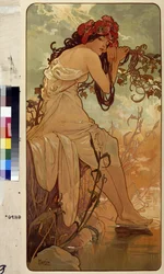 O verão (série de alegorias sobre as quatro estações). Obra de Alfons Maria Mucha (Alphonse Marie Mucha)