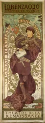 Lorenzaccio com a atriz Sarah Bernhardt, peça de Alfred de Musset (cartaz)