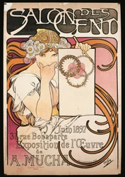 Cartaz publicitário da exposição de A. Mucha no Salon des Cent