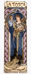 Cartaz de Alfonse Mucha (1860-1939) para a peça "" Tosca "" de Victorian Sardou (1831-1908) interpretada pela atriz Sarah Bernhardt