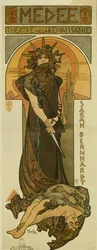 Sarah Bernhardt como Medee no Renaissance Theatre. 1898 (litografia)