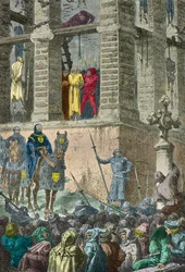 Enguerrand de Marigny é executado na forca em Montfaucon em 1315 (Gravura)