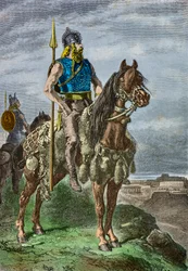 Retrato equestre de um guerreiro gaulês (Gravura)