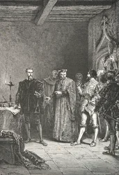 Jean de La Barre informa Louis de Berquin da sua libertação da conciergerie (Gravura)