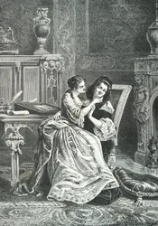 Marie Adelaide de Savoie com Mamde de Maintenon (Gravura)