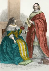 Retrato de Ana de Áustria e do Cardeal Mazarin (Gravura)