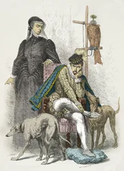 Retrato de Carlos 9º e Catarina de Médicis (Gravura)