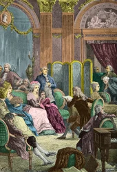 Leitura de Paul et Virginie por Bernardin de Saint Pierre nos salões de Madame Necker em Paris (Gravura)