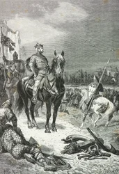 Guilherme, o Conquistador, desembarca em Pevensey em 1066 (Gravura)