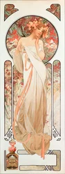 Cartaz publicitário de Alphonse Mucha (1860-1939) para a fragrância «Sylvanis Essence», 1899 - dimensões 21 x 61 cm - coleção particular