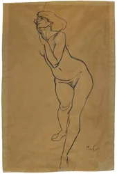 Mulher nua de pé