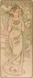 A mulher animada em flor