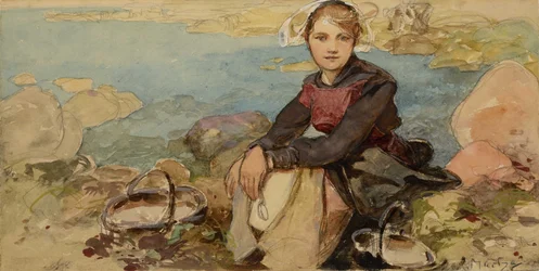Na praia, c. 1900.