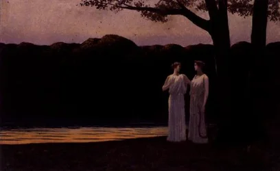 Musas na praia à noite