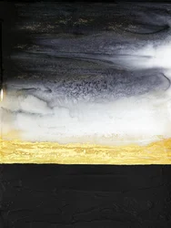 Fluxo abstrato preto e dourado