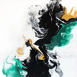 Fluxo preto, dourado e esmeralda