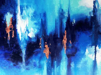 Fluxo abstrato em azul e cobre