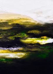 Paisagem abstrata em verde e dourado
