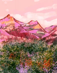 Montanhas de um rosa vibrante