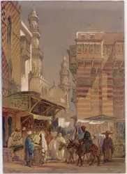 Dia de mercado no Mu "izz id-Din li-Lah, antigo Cairo, 1862