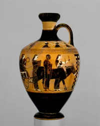 Terracotta lekythos, c.550-530 aC (terracota)