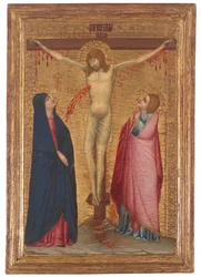 A Crucificação com a Madona e São João Evangelista (têmpera e ouro sobre painel)