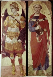 Arcanjo Miguel e São Pedro, detalhe de um políptico (tempera sobre madeira