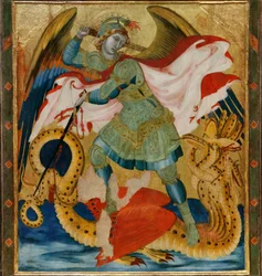 São Miguel Arcanjo matando o dragão entre os santos Bento e Bartolomeu (têmpera sobre painel)