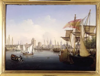 Le port de La Rochelle de Louis Garneray, sd. circa 1820, Oil on canvas, H. 0,330; L. 0,460. CCIP Coll.