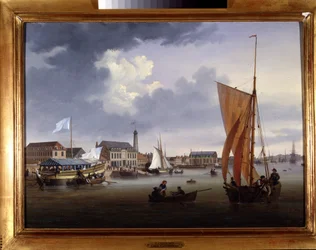 O porto de Lorient, cerca de 1820. A. 0,330; L. 0,460. Colecção CCIP