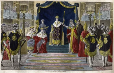Charles X (1757-1836) foi coroado Rei em Reims no dia 6 de maio