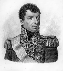 General Duroc. Géraud Christophe Michel Duroc, Duque de Frioul (1772 a 1813) - em "Retratos dos generais franceses após as vitórias e conquistas dos franceses". Gravado por Ambroise Tardieu em 1818. Colecção Stella.