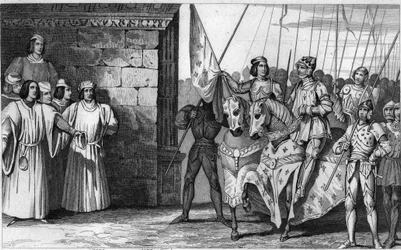 Joana d’Arc (1412-31) chega a Reims em 1429 para aguardar a coroação de Carlos VII (1403-61) - Carlos VII, chamado «o Vitorioso» (1403-1461) - Os ingleses cercaram Orleães, mas Joana d’Arc levantou o cerco, libertou Orleães e conduziu o rei a Reims