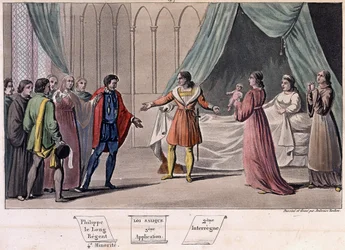 João I póstumo (1316-1316), nasceu rei e morreu após 6 dias. - Desenhado e gravado por Ambroise Tardieu em 1825.