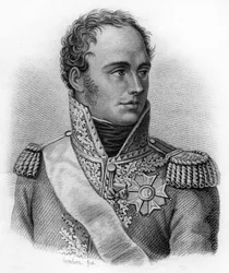 Retrato de Eugene Rose de Beauharnais, conhecido como Príncipe Eugene (1781-1824), Vice-Rei da Itália - em "Retratos dos generais franceses após as vitórias e conquistas dos franceses". Gravado por Ambroise Tardieu em 1818. Colecção Stella.